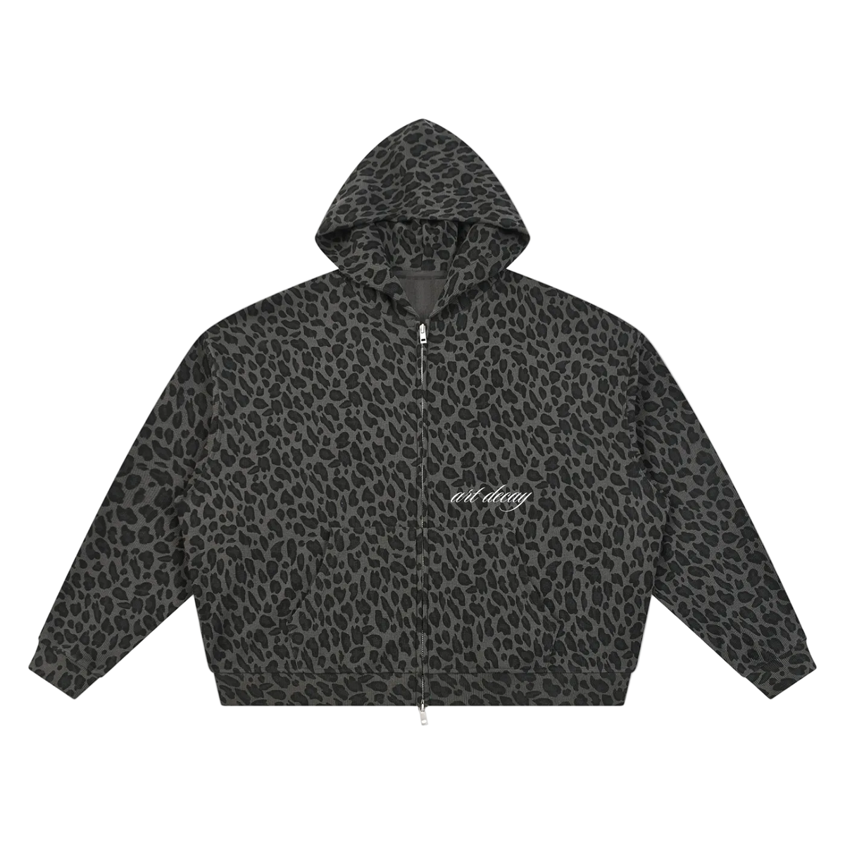 Leopard Print Waffle Zip Up