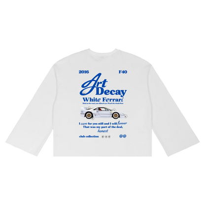 White Ferrari Waffle Raw Edge T-Shirt