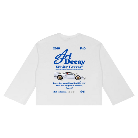 White Ferrari Waffle Raw Edge T-Shirt