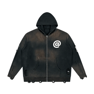 Art Distressed Full Zip Sweater