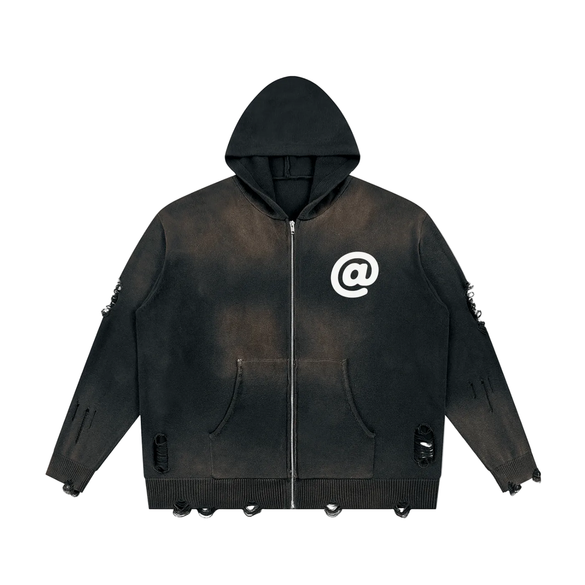 Art Distressed Full Zip Sweater