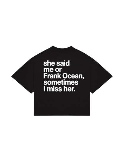 “Miss her” Art Boxy Black Tee