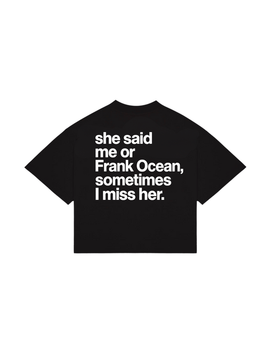 “Miss her” Art Boxy Black Tee