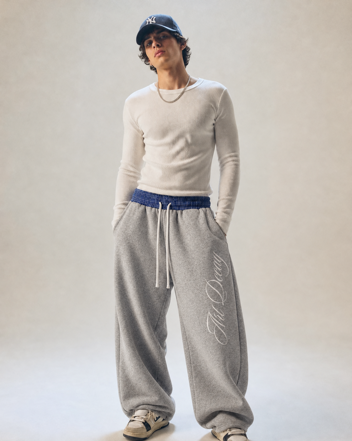 Plaid Waistband Barrel Sweatpants