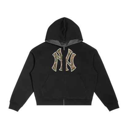 Plaid Boxy Zip Yankee Camo