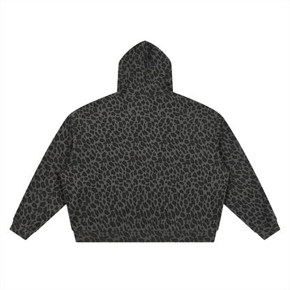 Leopard Print Waffle Zip Up